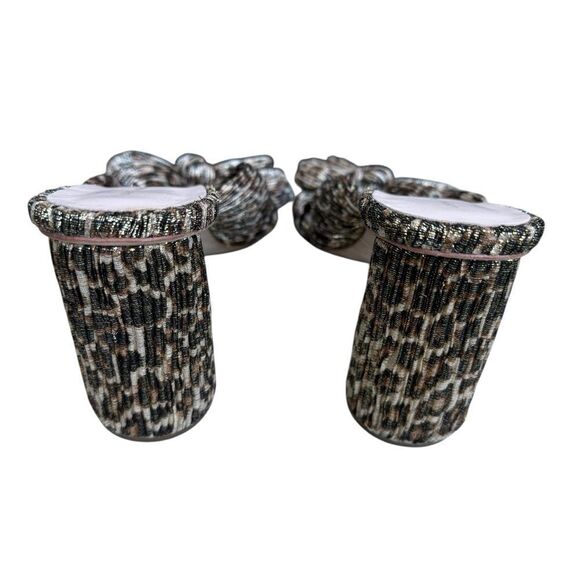 Loeffler Randall Animal Print Penny Pleated Bow Heeled Mule Sandal Size 10.5 - Picture 4 of 8